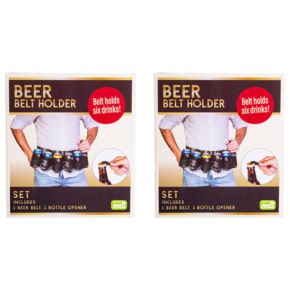 2PK MDI 6xBeer Belt Holder w/ Bottle Opener BBQ Party Accessory Camo
