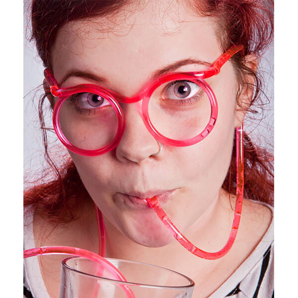 6PK MDI Drinking Glasses Novelty Straw Party Accessory 13x9cm Assorted