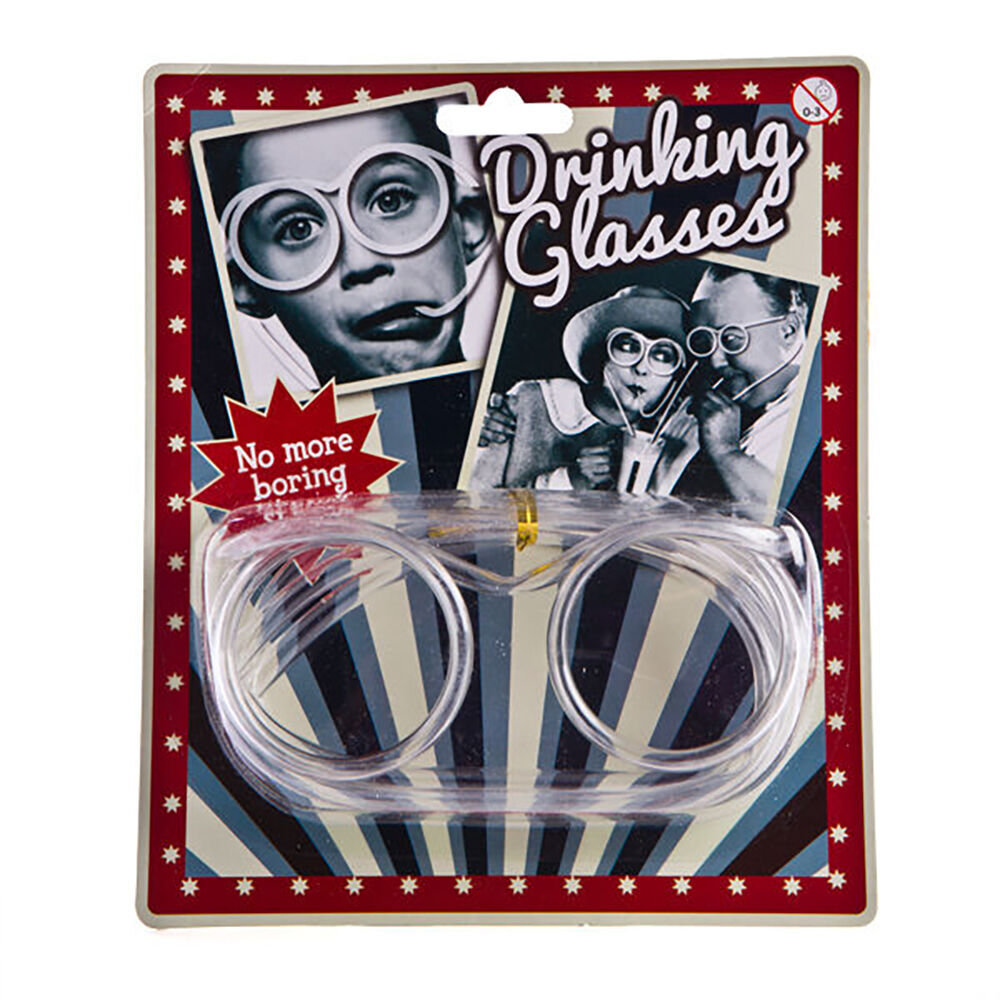 6PK MDI Drinking Glasses Novelty Straw Party Accessory 13x9cm Assorted