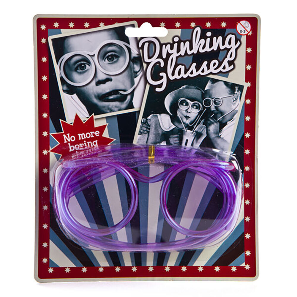 6PK MDI Drinking Glasses Novelty Straw Party Accessory 13x9cm Assorted