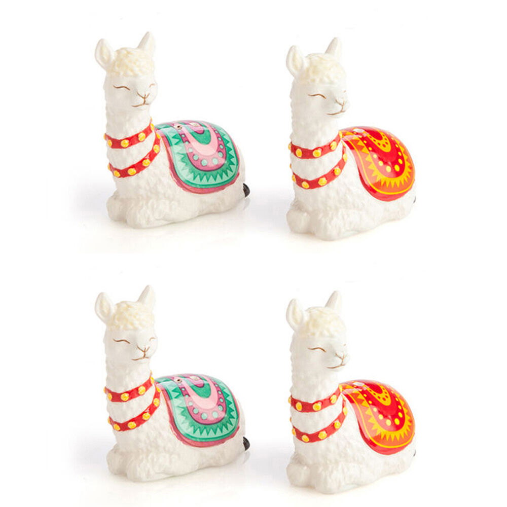 2x 2pc Flavour Mates Salt & Pepper Shaker Set 7x4x8cm South American Alpacas