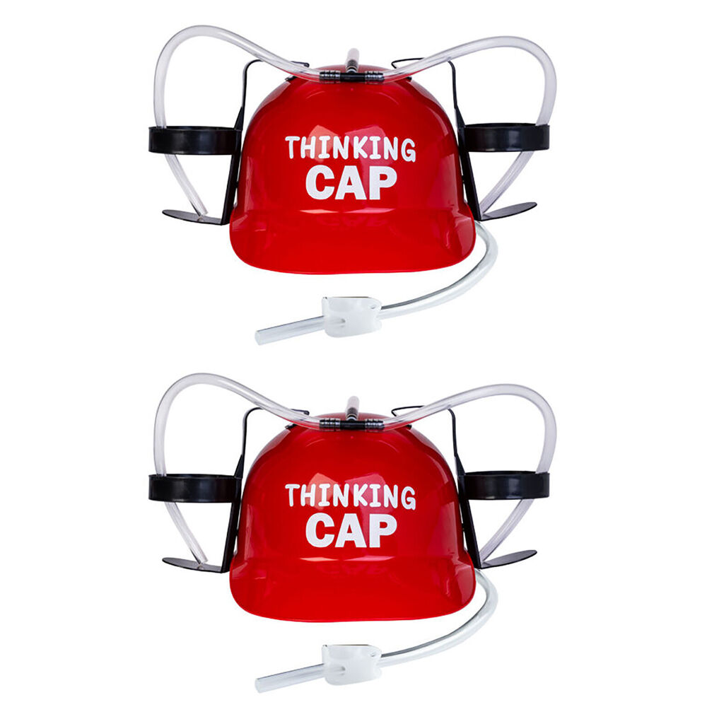 2PK MDI Drinking Hat Beer Helmet Thinking Cap 31x27cm - Red