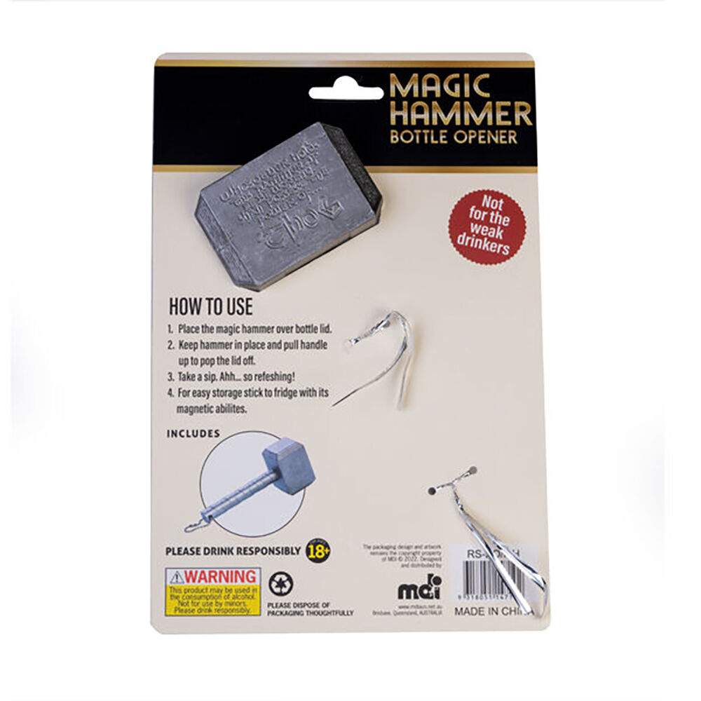 MDI Magic Hammer Bottle Opener/Cap Remover Accessory Grey