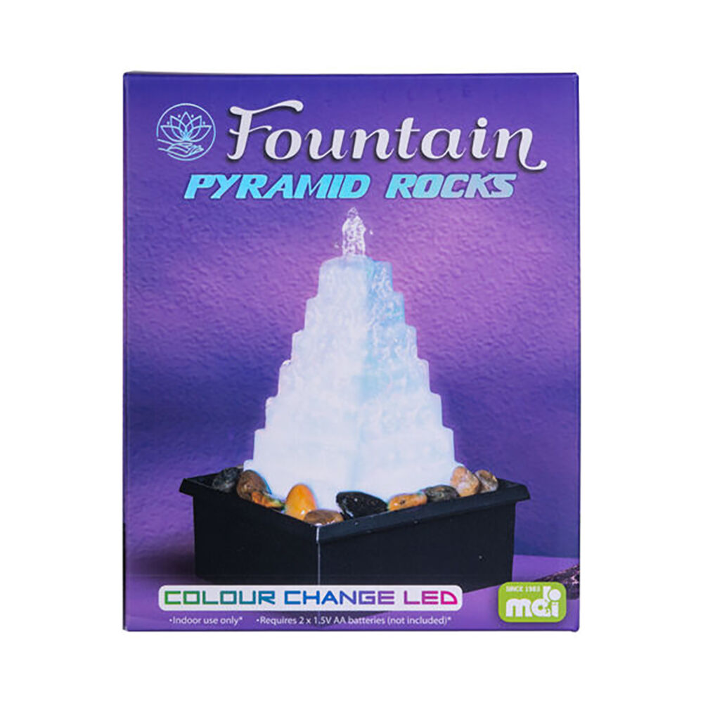 MDI LED Fountain Pyramid Rocks Tabletop Water Light Decor 11.4x15.3cm