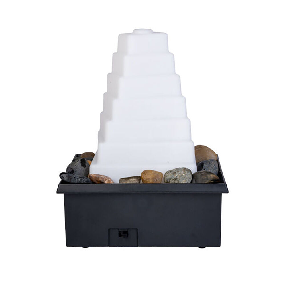 MDI LED Fountain Pyramid Rocks Tabletop Water Light Decor 11.4x15.3cm
