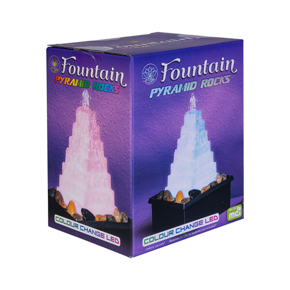 MDI LED Fountain Pyramid Rocks Tabletop Water Light Decor 11.4x15.3cm