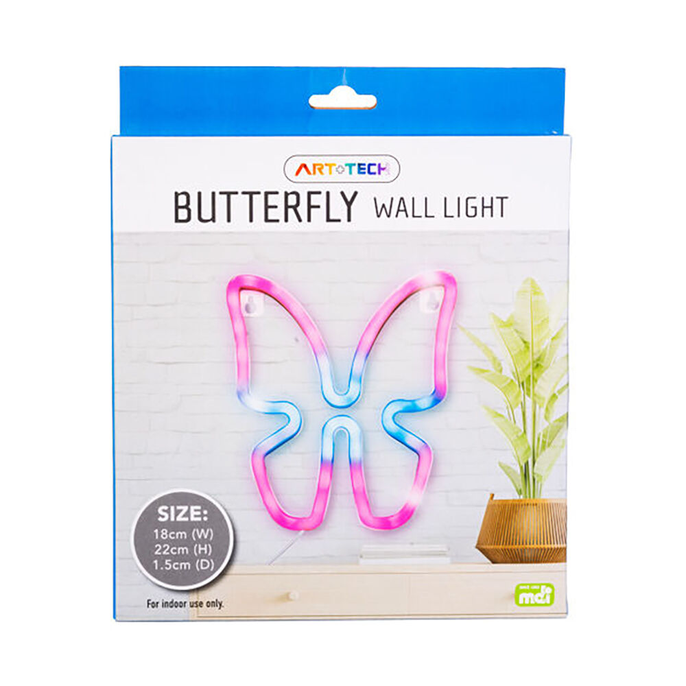 Art + Tech LED Wall Light Butterfly Cute Room Decor Accent Lamp 18x22cm