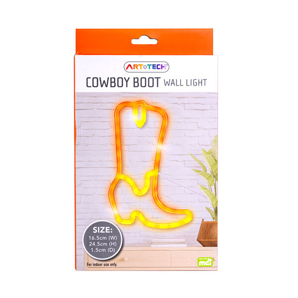 Art + Tech LED Wall Light Cowboy Boot Western Theme Decor Lamp 15x24.5cm