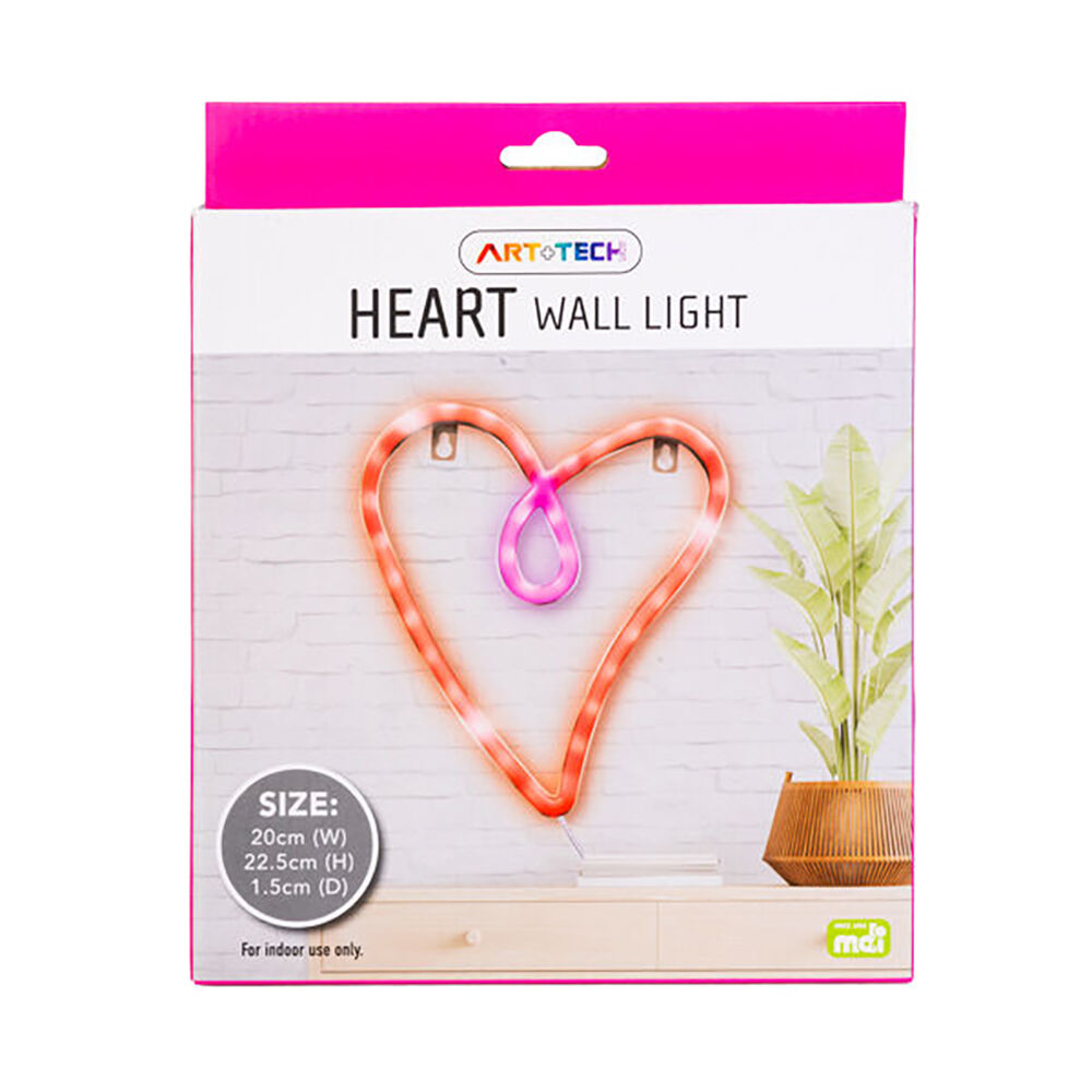 Art + Tech LED Wall Light Heart Romantic Room Accent Night Light 20x22.5cm