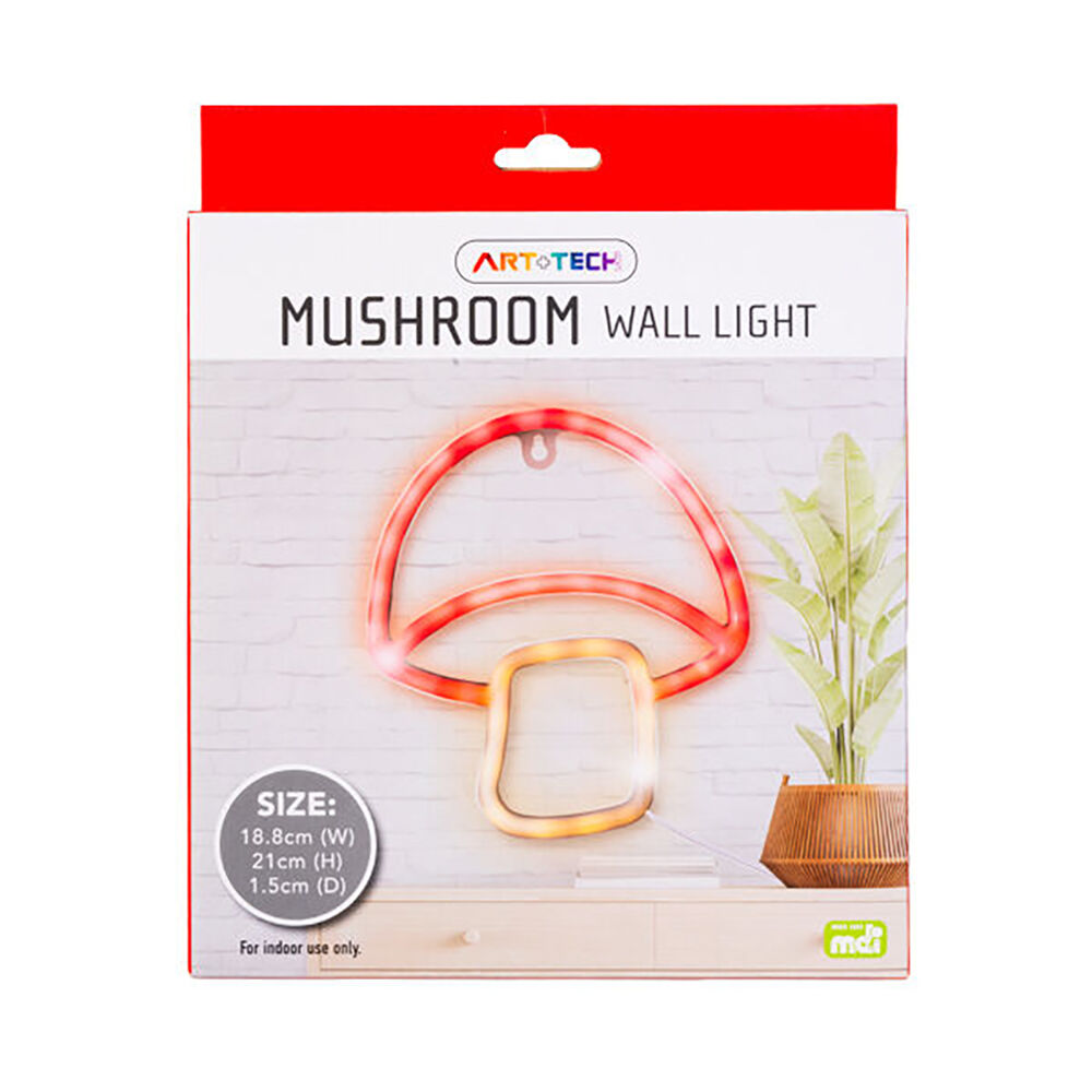 Art + Tech LED Wall Light Mushroom Whimsical Room Decor Lamp 18.8x21cm