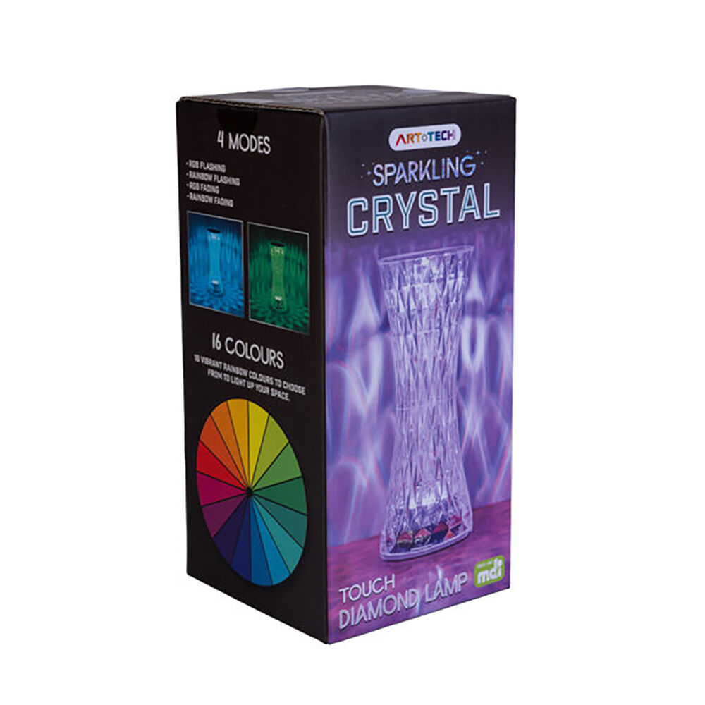 Art + Tech Sparkling Crystal Lamp 16-Colours Touch Control LED Night Light