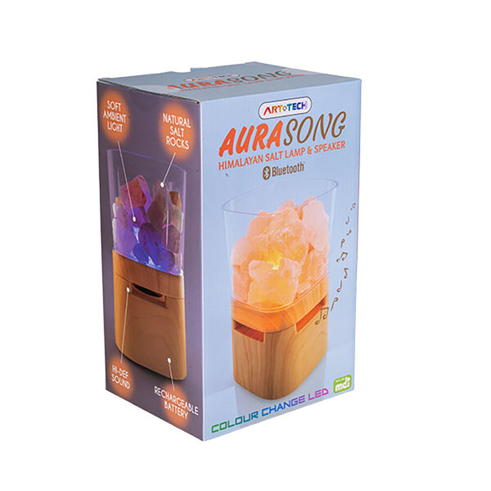 Art + Tech Speaker & Lamp Himalayan Salt Wireless Bluetooth LED Night Light