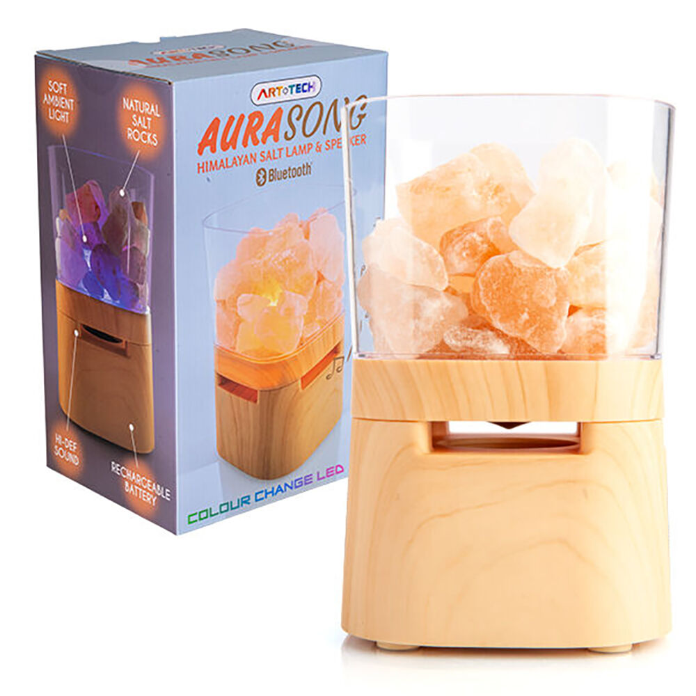 Art + Tech Speaker & Lamp Himalayan Salt Wireless Bluetooth LED Night Light
