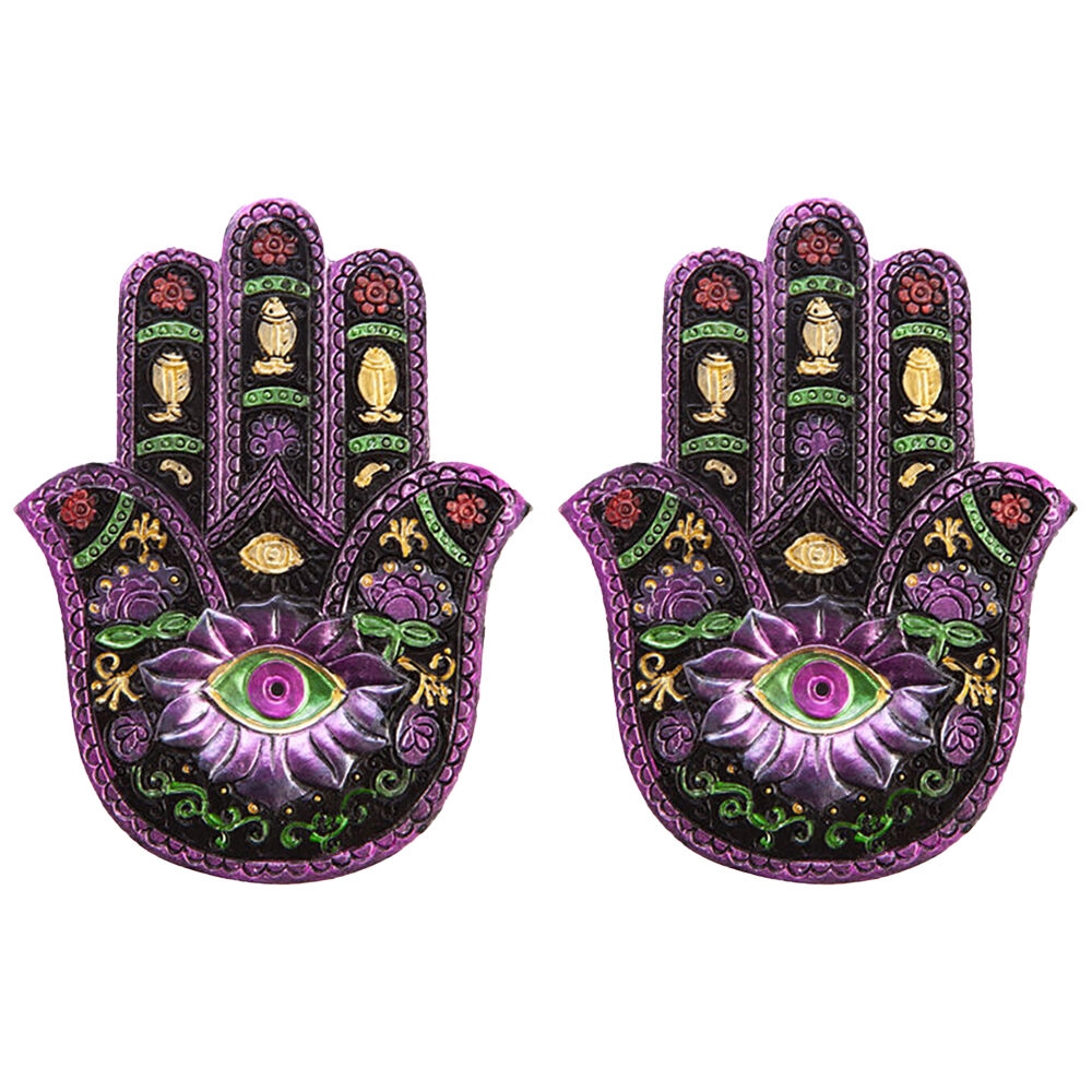 2PK MDI Flat Incense Burner/Incense Stick Holder Hamsa 13x2.5cm