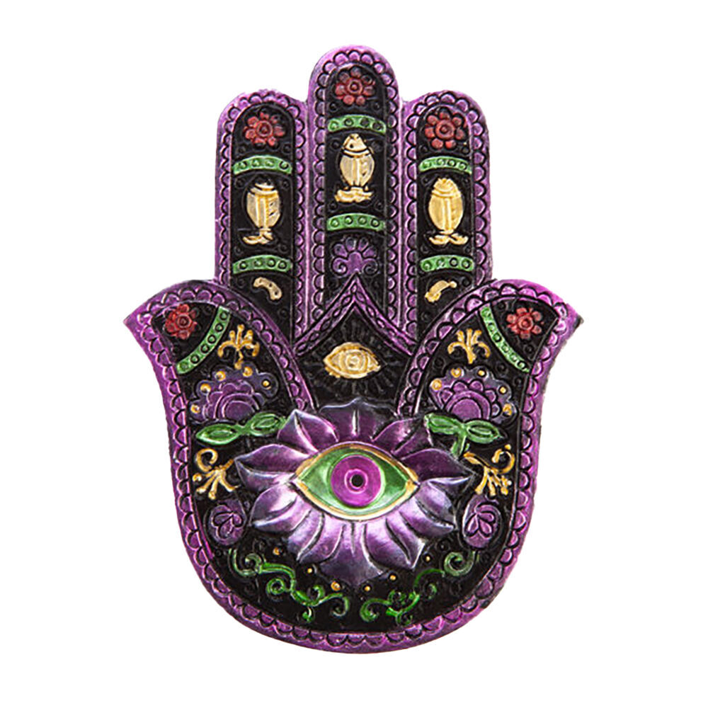 2PK MDI Flat Incense Burner/Incense Stick Holder Hamsa 13x2.5cm