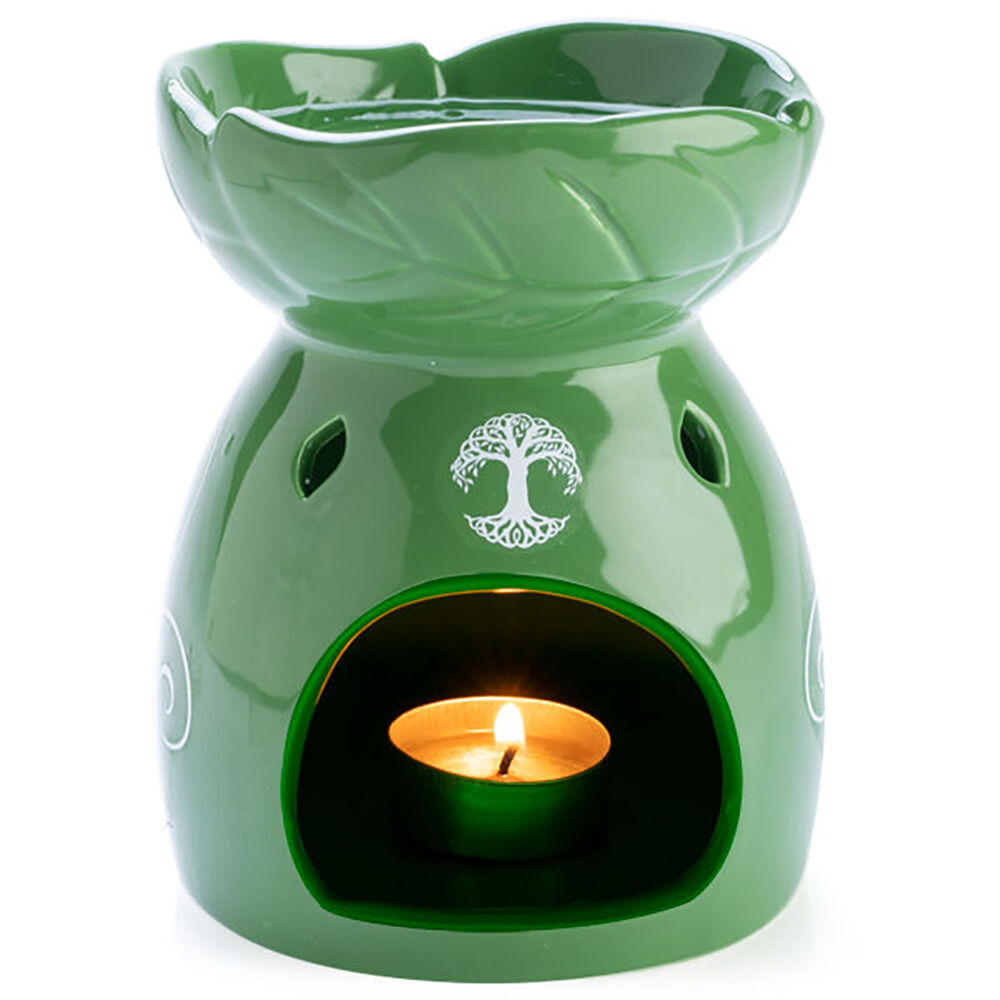 3PK Wild Scents Oil Burner Tree of Life Wax Melts Candle Holder 12.2x14cm Green