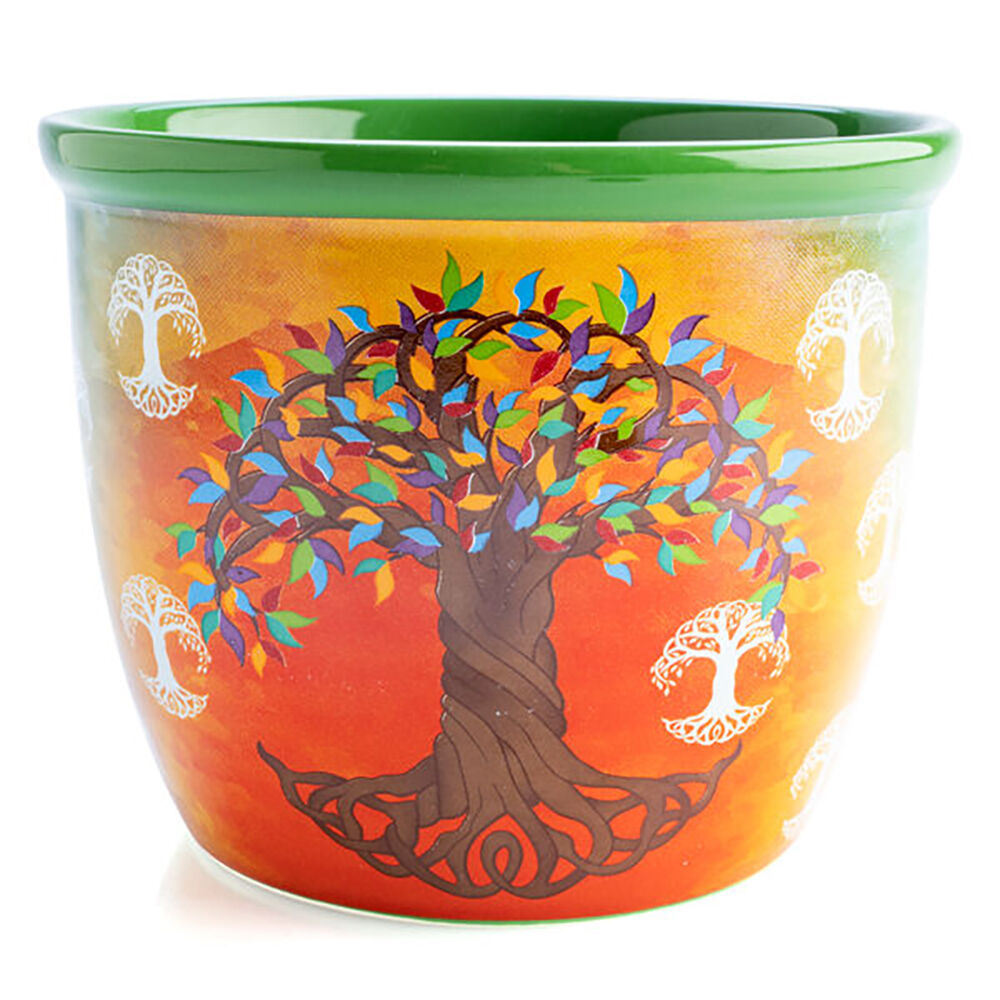 MDI Smudge Bowl Sage/Incense Burner Ceramic Tree of Life 12.5x10.5cm Orange