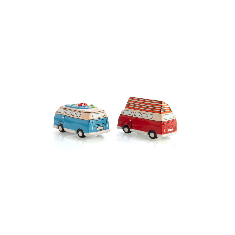 2x 2pc Flavour Mates 3D Salt & Pepper Spice Shaker Duo Set Blue/Red Combi Vans