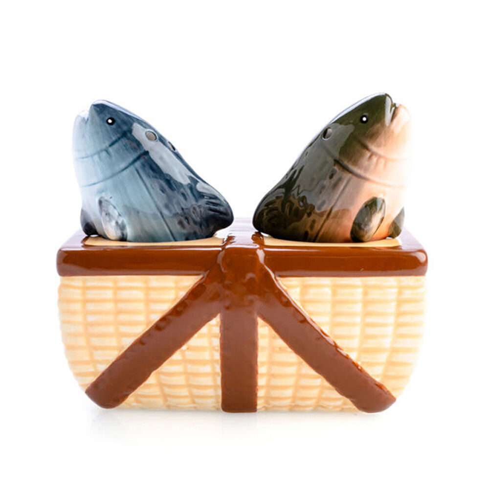 2x 2pc Flavour Mates Salt & Pepper Set 10.5x6x9.5cm Fishing Picnic Basket