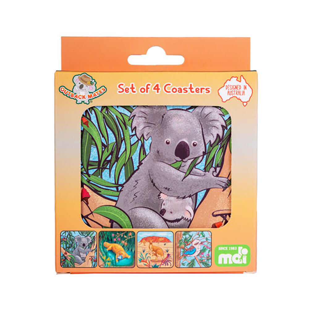 3x 4pc MDI Cork-Backed Drink Coasters Set Square Australiana Animals