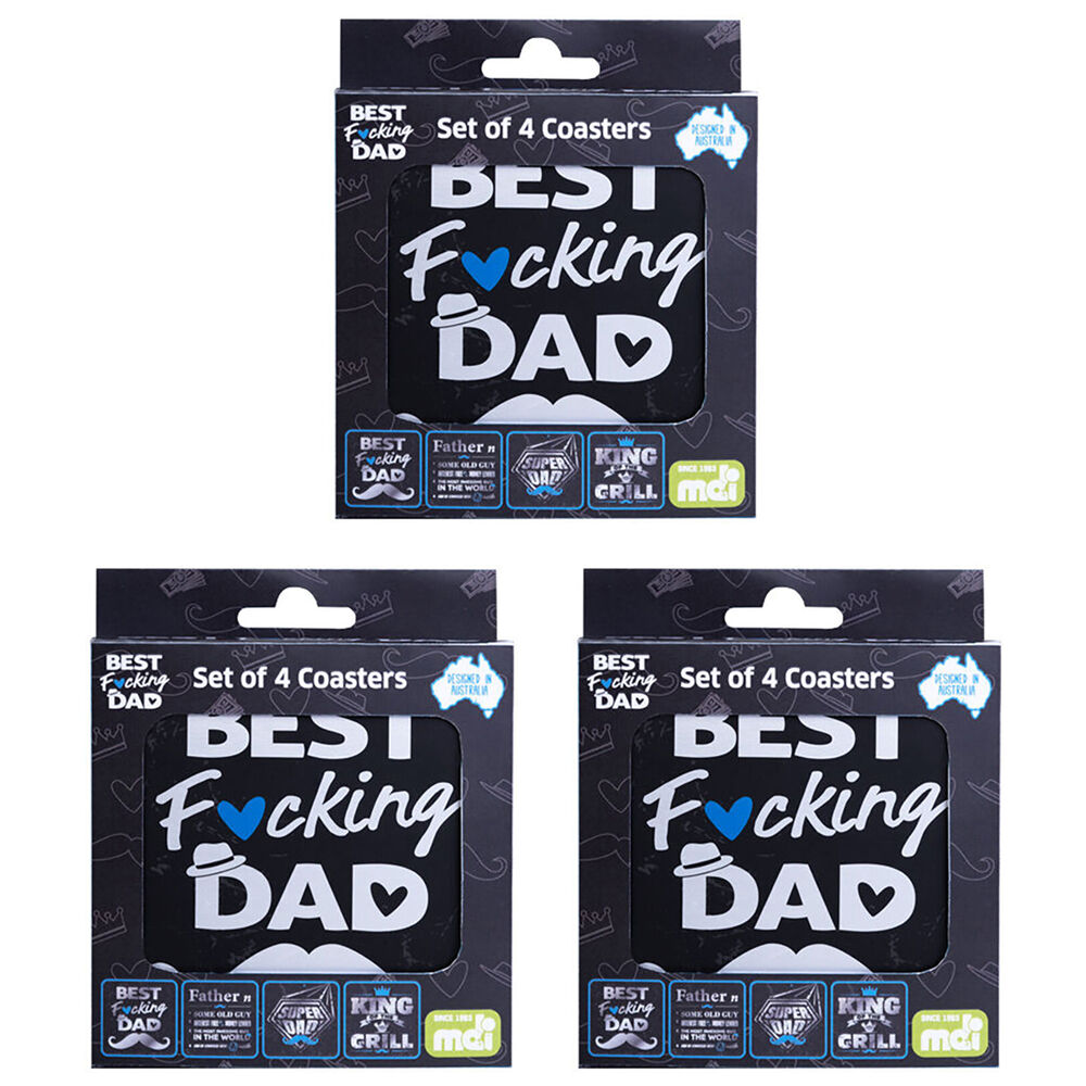 3x 4pc MDI Cork-Backed Drink Coasters Set Square Dad Father's Day