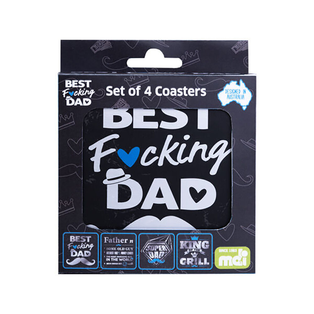 3x 4pc MDI Cork-Backed Drink Coasters Set Square Dad Father's Day