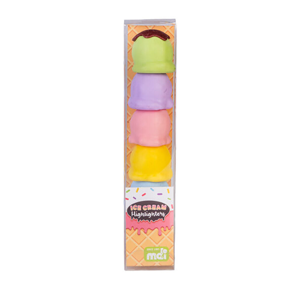 4PK MDI Stackable Coloring Highlighters Writing Stationery Ice Cream Assorted