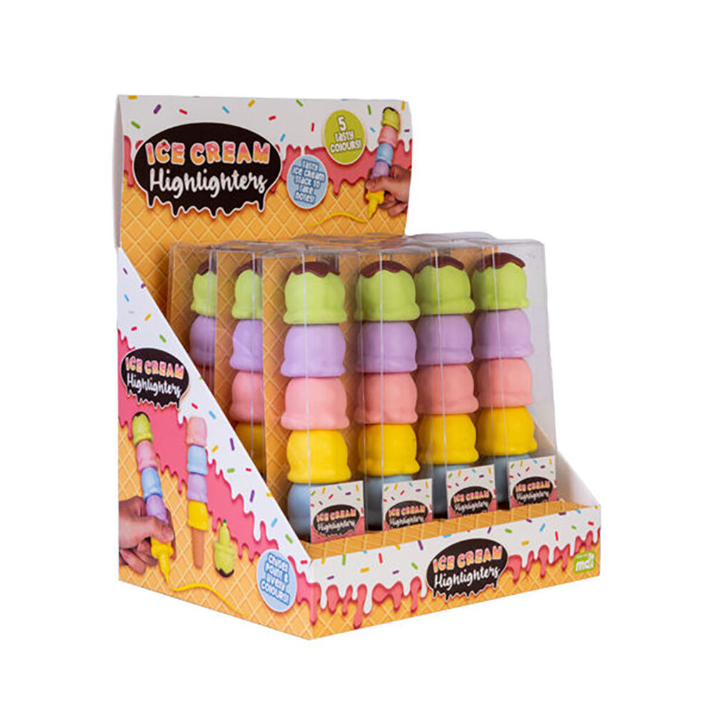 4PK MDI Stackable Coloring Highlighters Writing Stationery Ice Cream Assorted