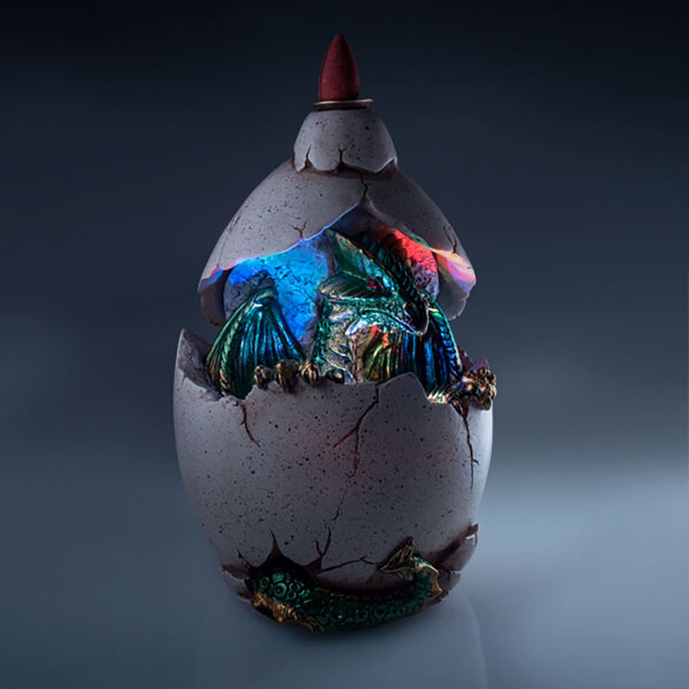 Mystical Worlds Backflow Burner Dragon Egg w/ LED Incense Burner