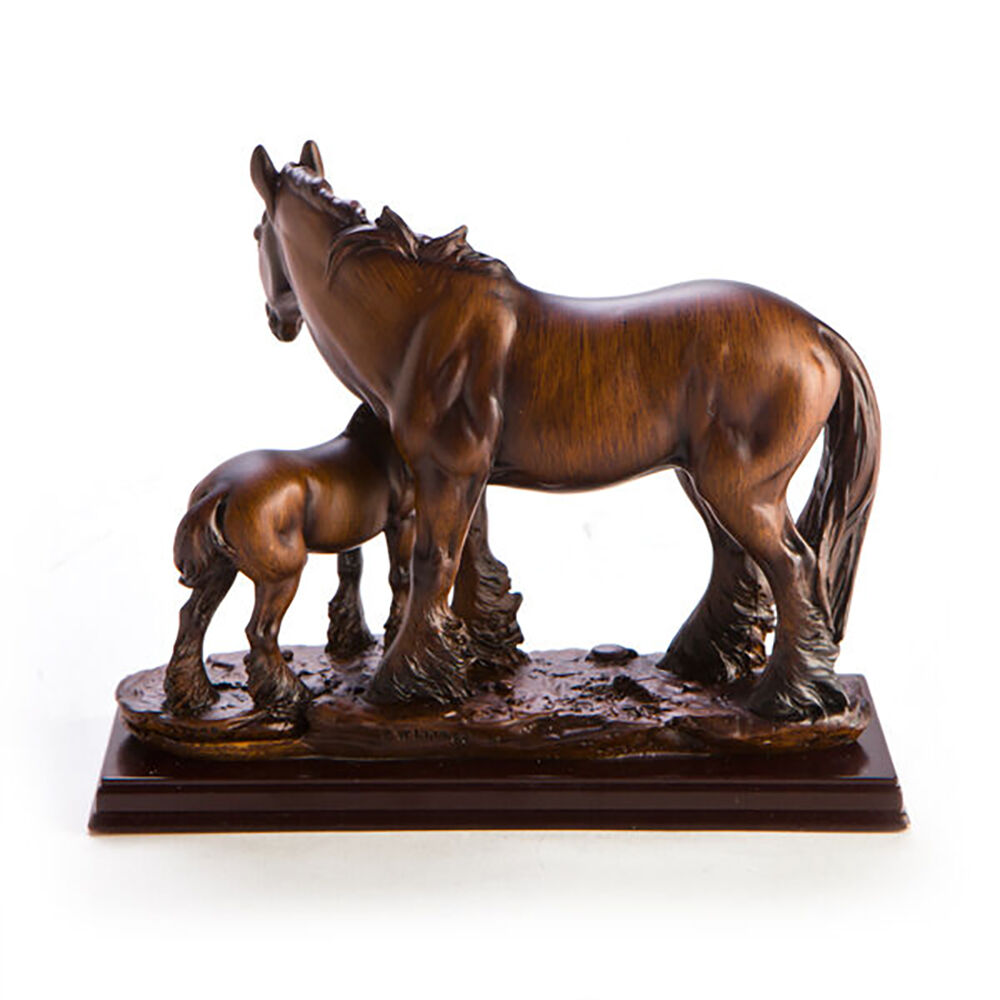 MDI Horse Family 2-Figurine Elegant Home Decor Brown