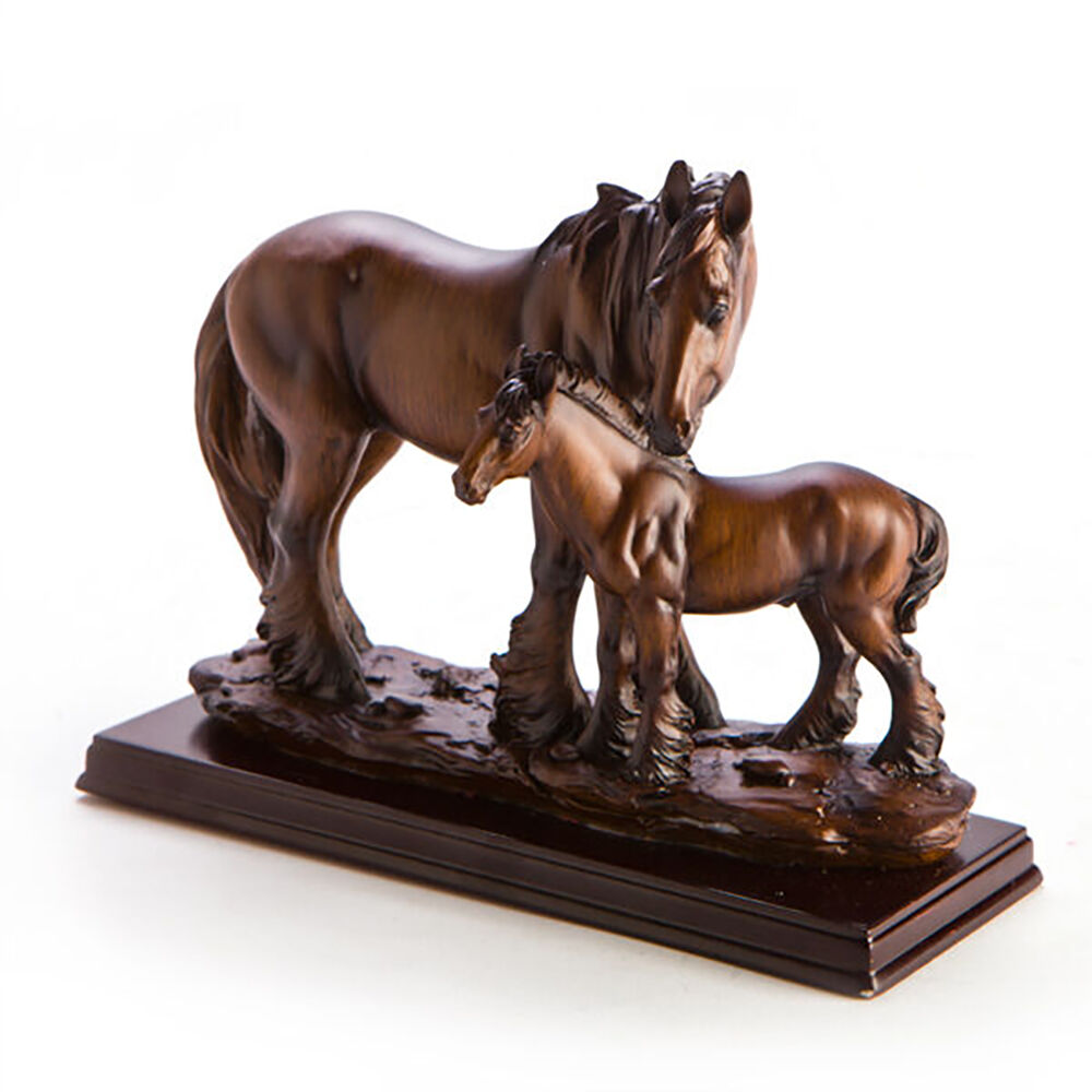 MDI Horse Family 2-Figurine Elegant Home Decor Brown