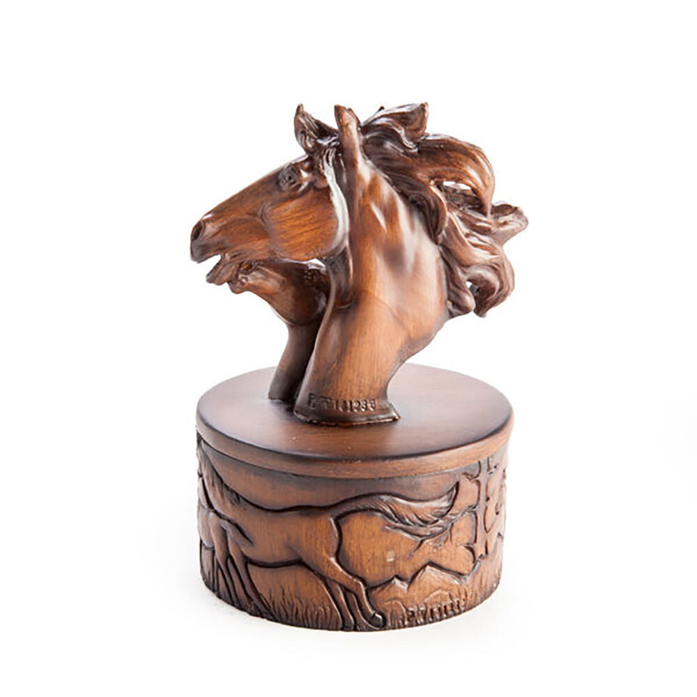 2PK MDI Horse Trinket Box Traditional Wood Home Table Decor