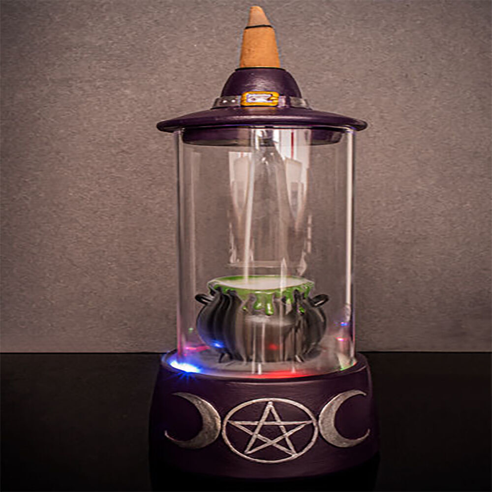 2PK MDI LED Backflow Incense Burner Cauldron Case Aromatherapy 10.3x23.5cm