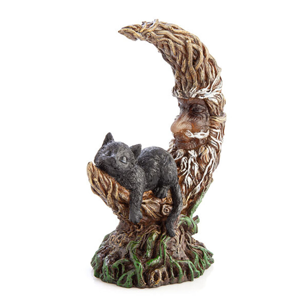 MDI LED Polyresin Moon Tree w/ Black Cat Figure Home Decor 16.5x21.2cm