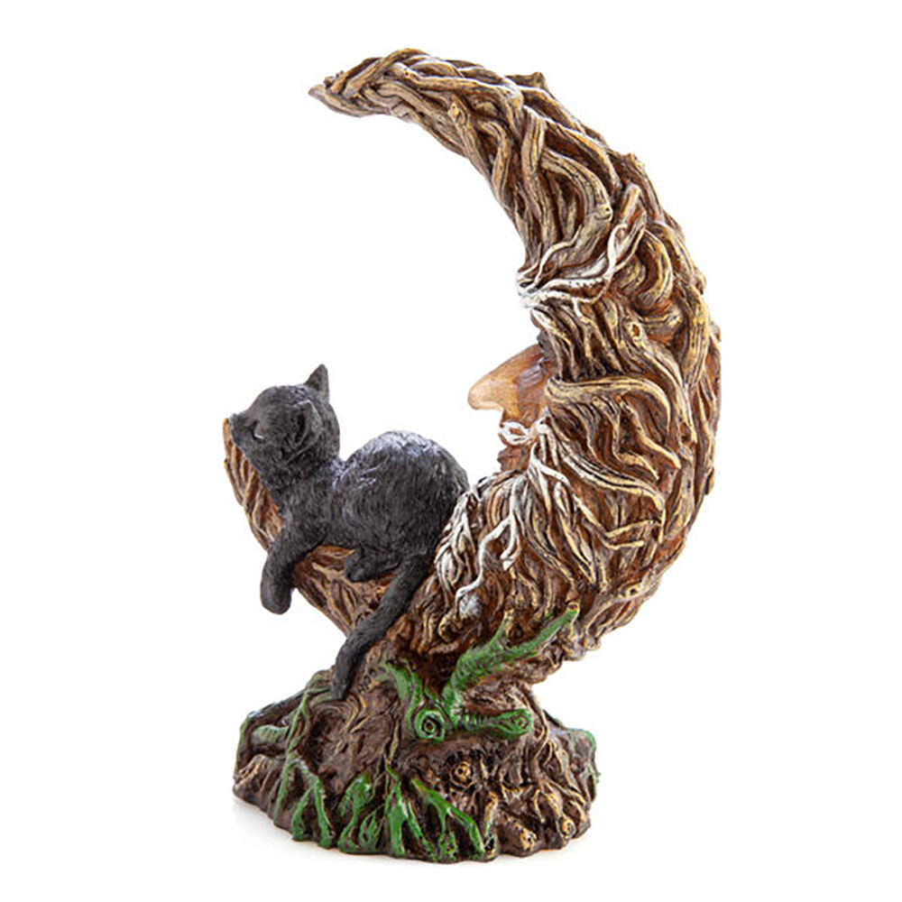 MDI LED Polyresin Moon Tree w/ Black Cat Figure Home Decor 16.5x21.2cm