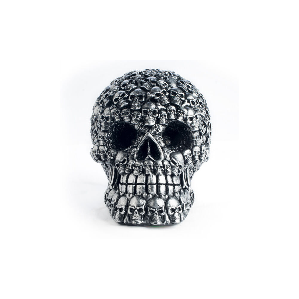 Mystical Worlds Dark Metal Skulls LED Light Sculpture Decoration 16.5x12x13cm