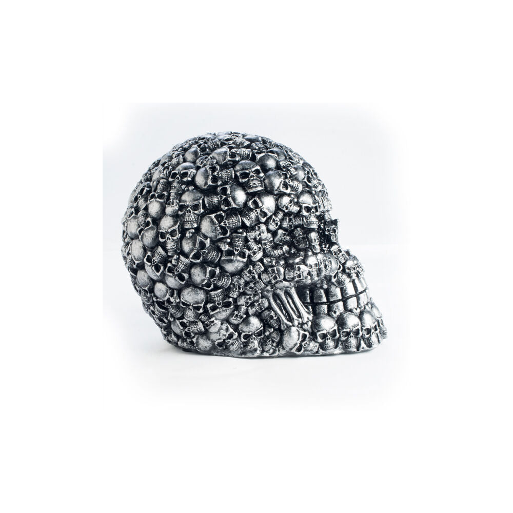 Mystical Worlds Dark Metal Skulls LED Light Sculpture Decoration 16.5x12x13cm