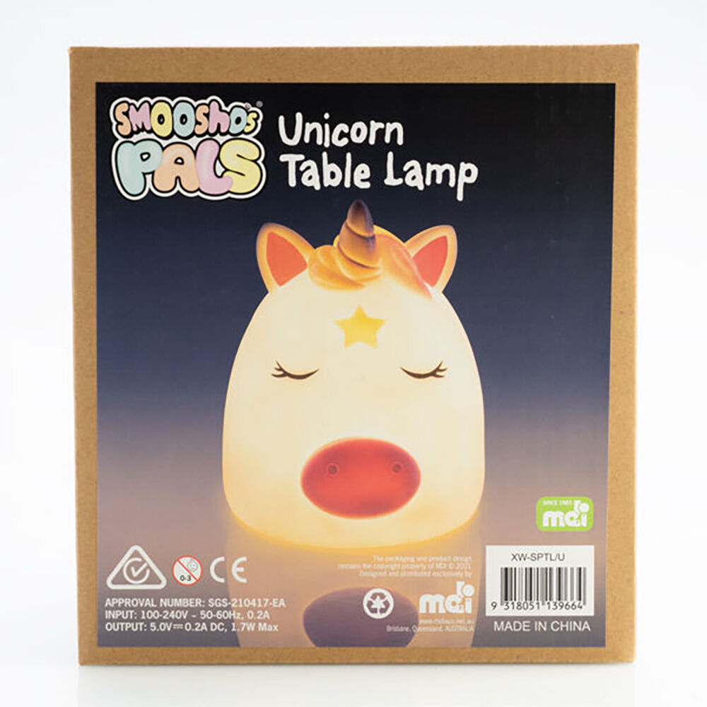 Smooshos Pal Table Lamp Children Night Light Bedroom Decor White Unicorn