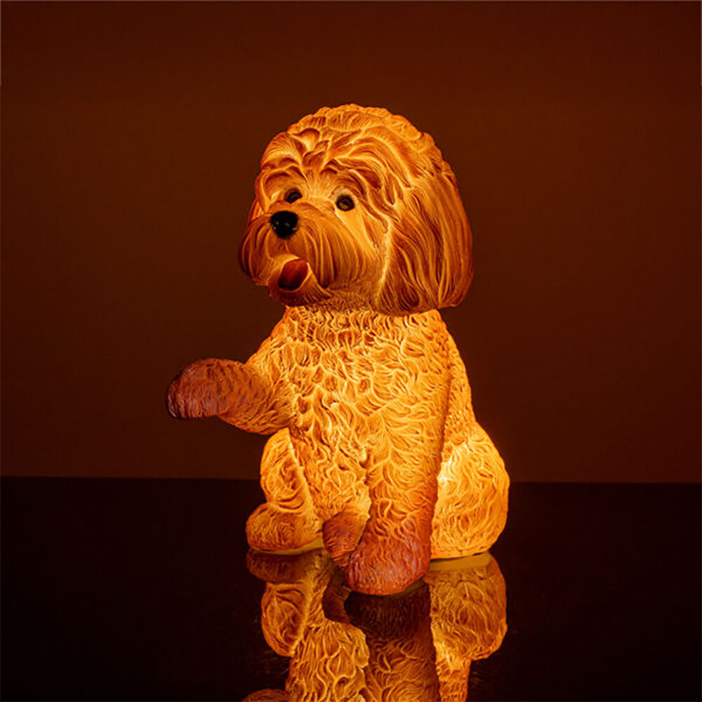 MDI Table Lamp Night Light Bedroom Decor Kids/Children Poodle Dog Brown