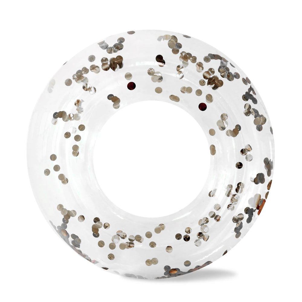 2PK Minnidip Clear Float Ring w/ Confetti Silver Kids Inflatable Pool Toy 107cm