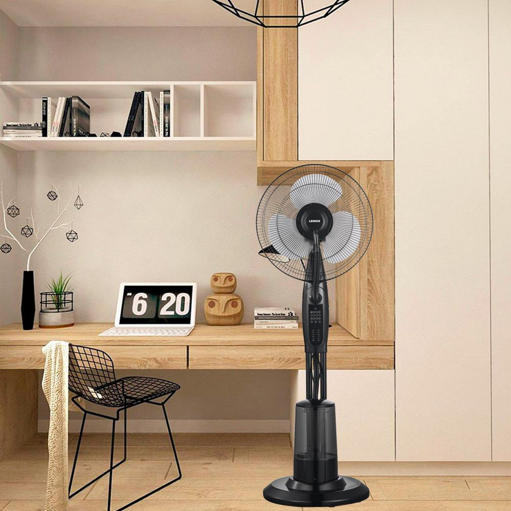 Lenoxx 40cm Misting Pedestal Fan Black