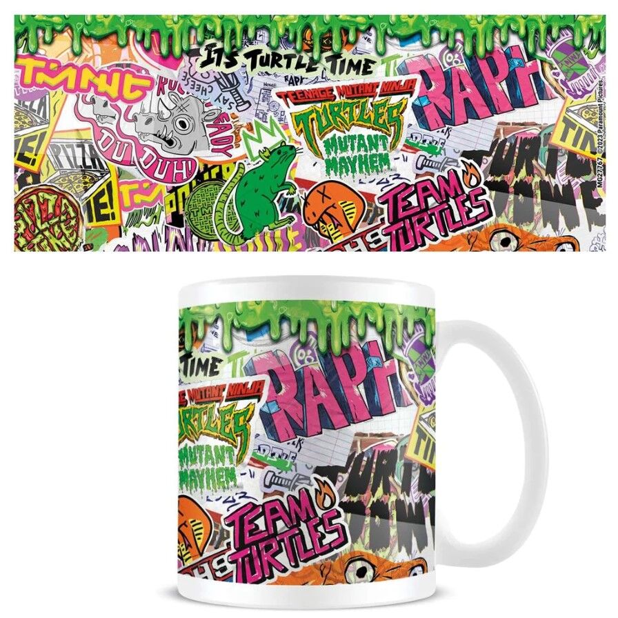 4PK TMNT Mutant Mayhem Sticker Bomb Coffee Mug/Cup Multicoloured