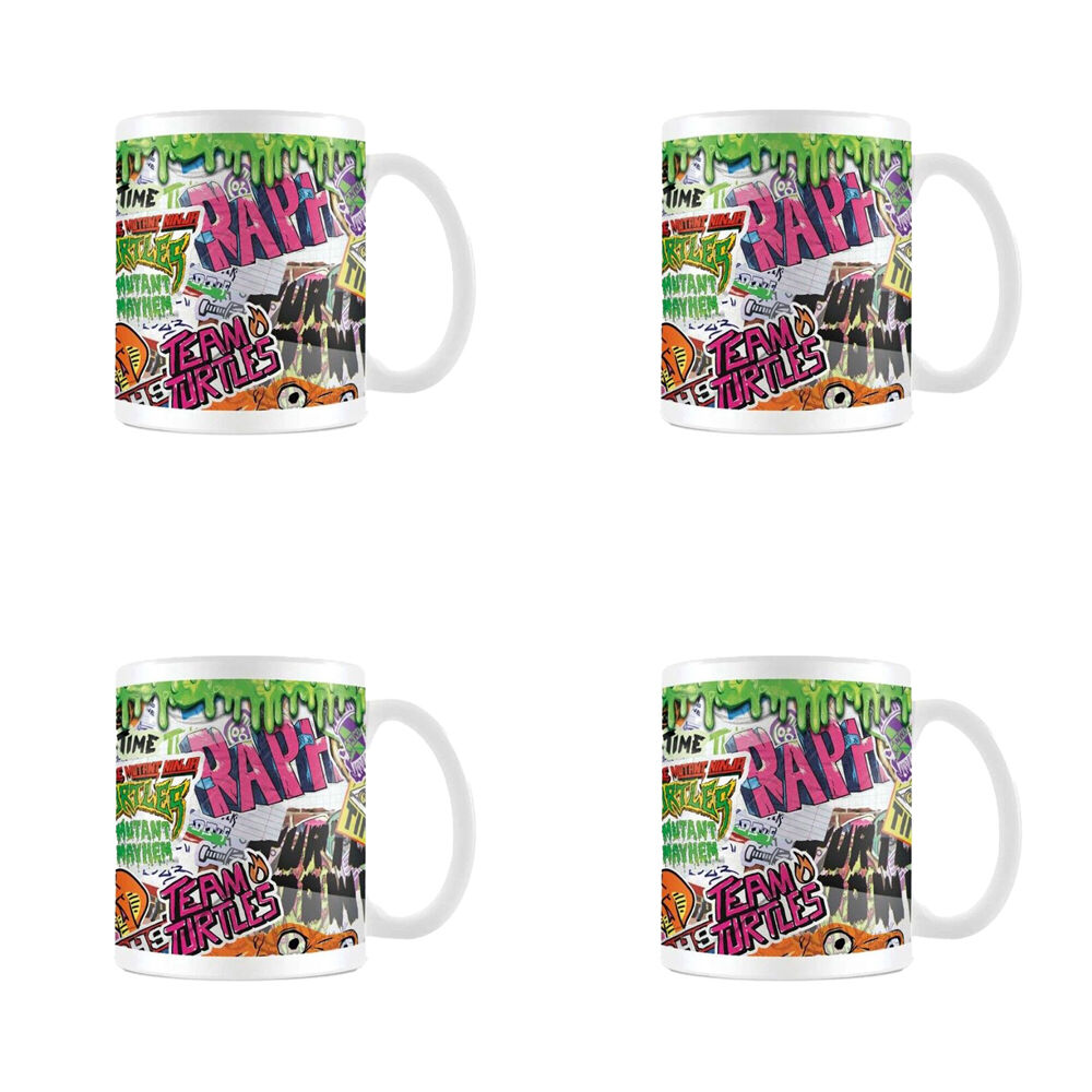 4PK TMNT Mutant Mayhem Sticker Bomb Coffee Mug/Cup Multicoloured