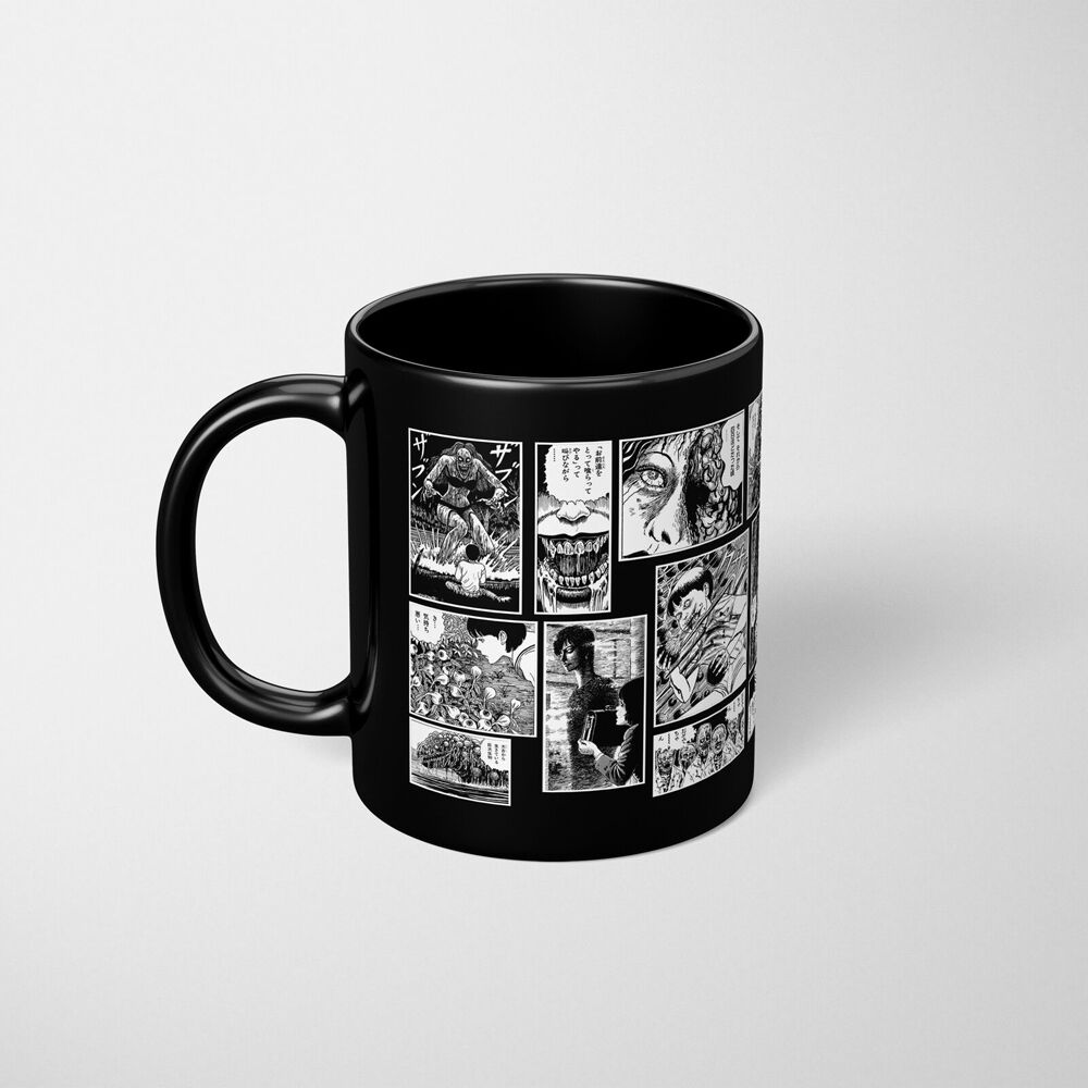 2PK Anime Junji Ito Nightmares Coffee Mug/Cup Black And White