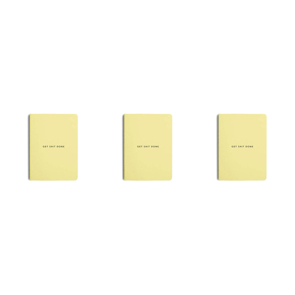 3PK MiGoals Get Sh*t Done Soft Cover A5 Notebook - Lemon
