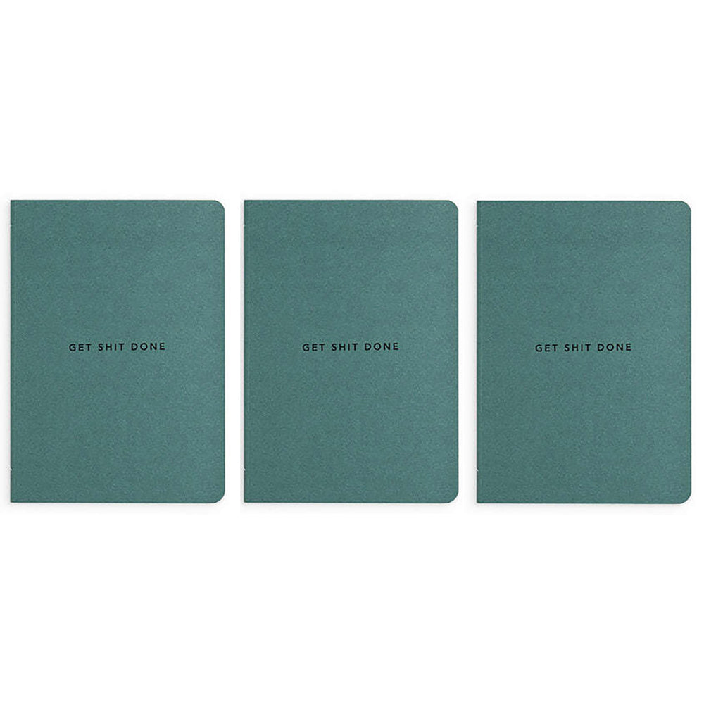 3PK MiGoals Get Sh*t Done Soft Cover A6 Notebook - Minimal Teal Green