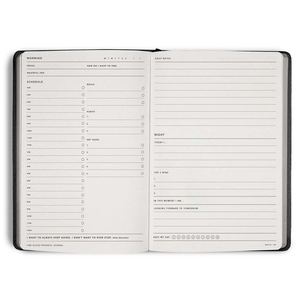 MiGoals Time Block Progress Soft Cover A5 Journal/Planner - Black