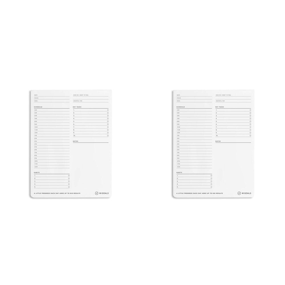 2PK MiGoals B5 Time Block Desk Pad 50-Sheets Planner - White