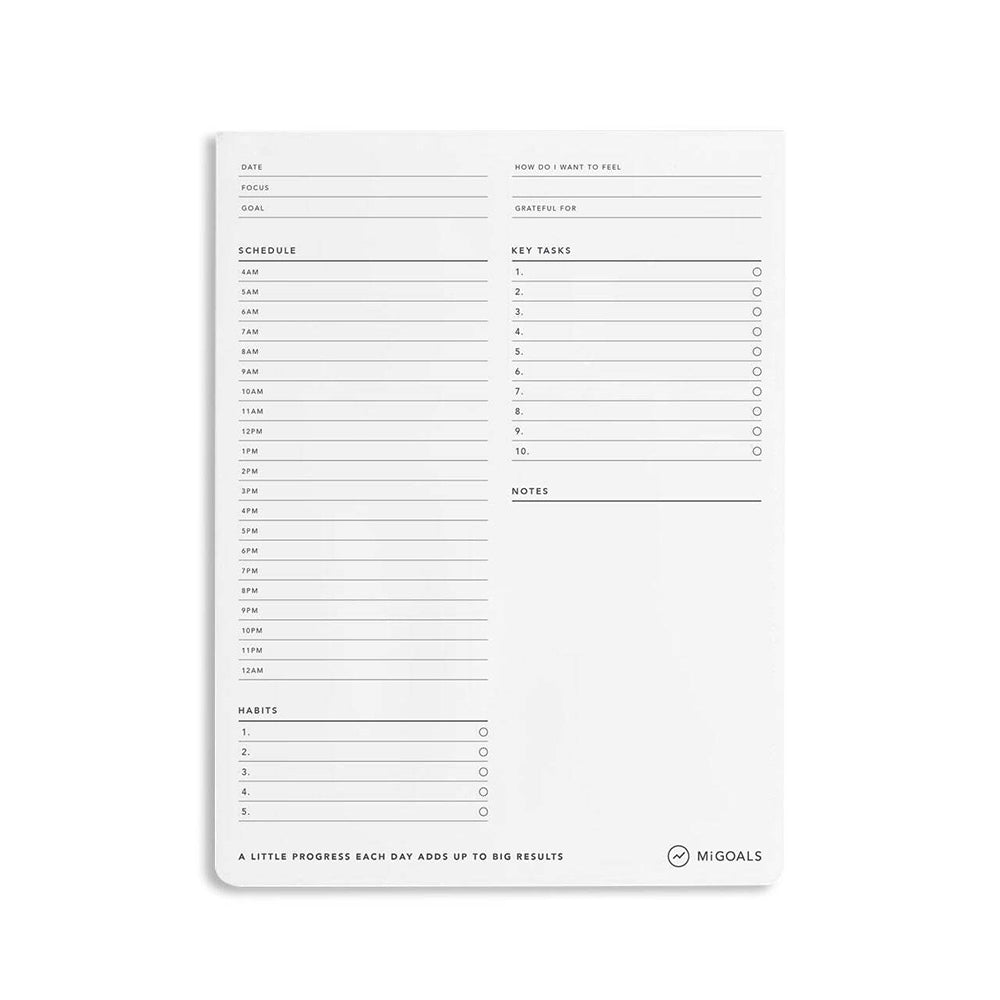 2PK MiGoals B5 Time Block Desk Pad 50-Sheets Planner - White