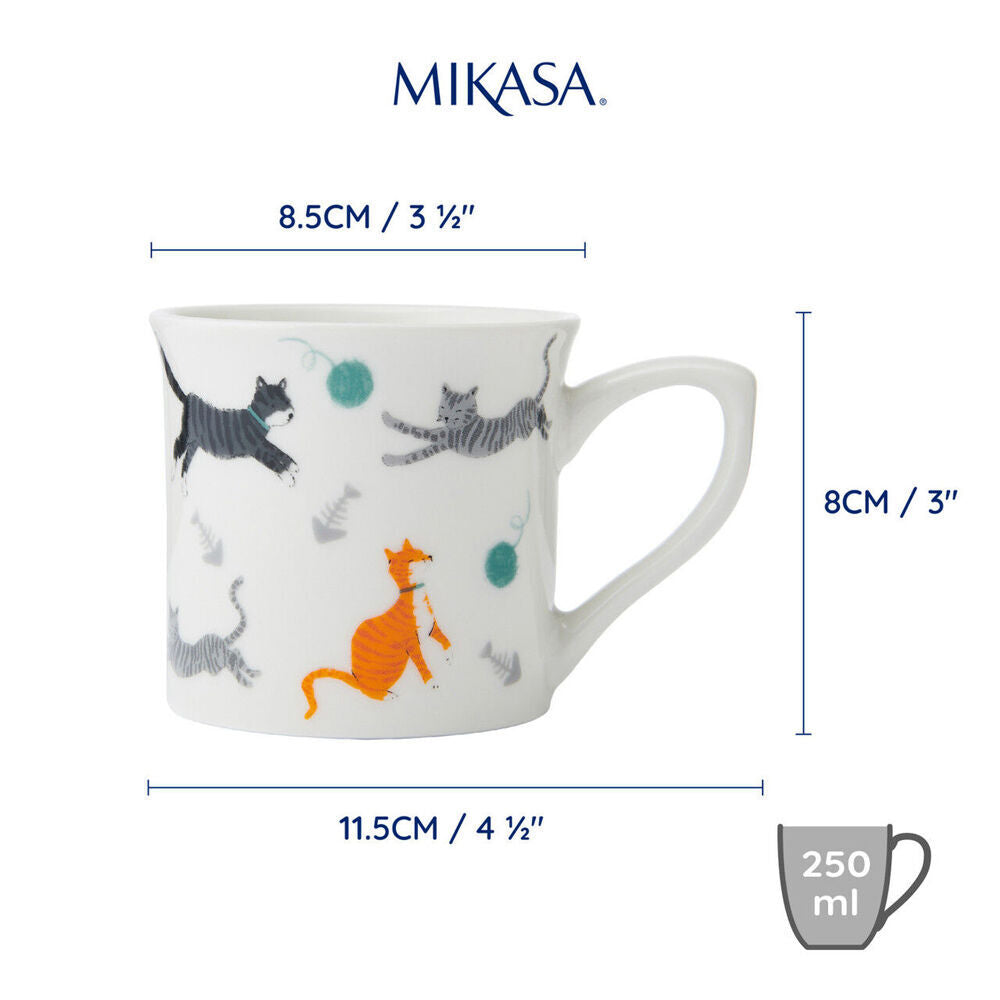 4PK Mikasa 250ml Cat Fluted Coffee Mug Cup Clay Drinkware